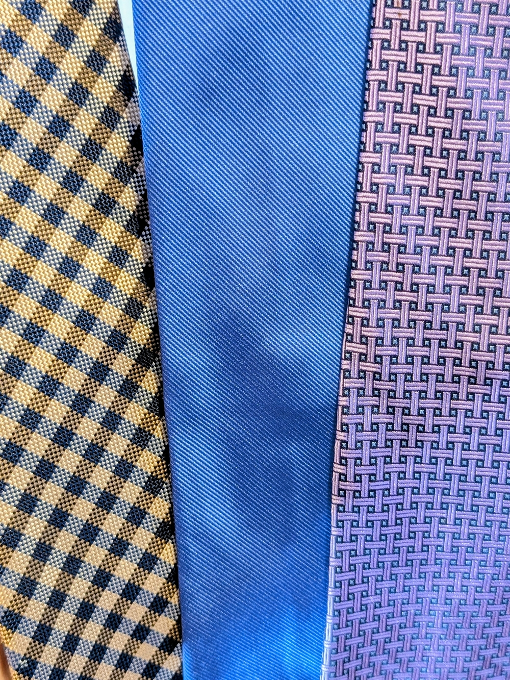 Jos. A. Bank Blue Solid Ties with Coordinating Plaid and Geometric Accents, Set